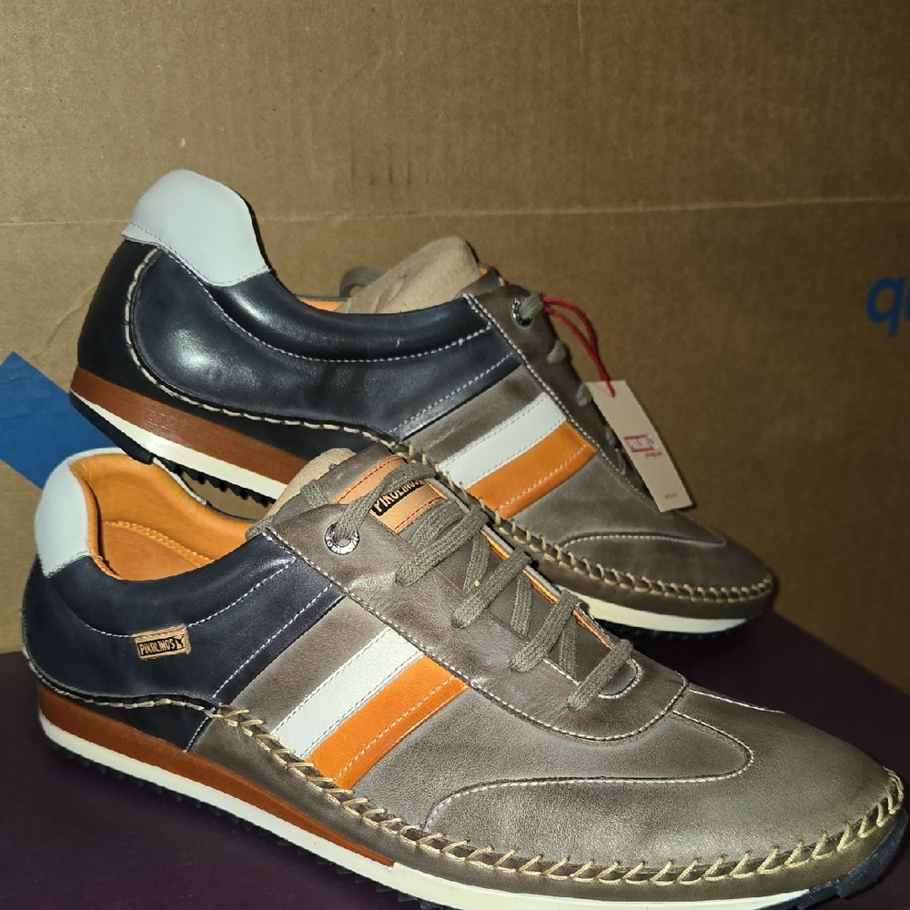 PIKOLINOS Men's Gray, Orange, and White Sneakers